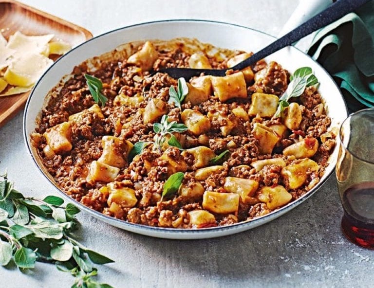 Gilbert Field Blend Rouge and Lamb Ragout with Gnoochi & Baby Peas