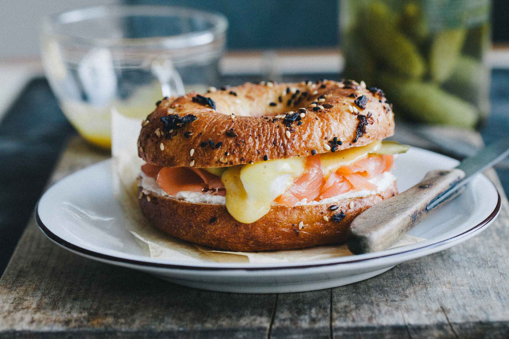 Polka Lilly Pilly Cuvee and Salmon Bagel with Poached Eggs