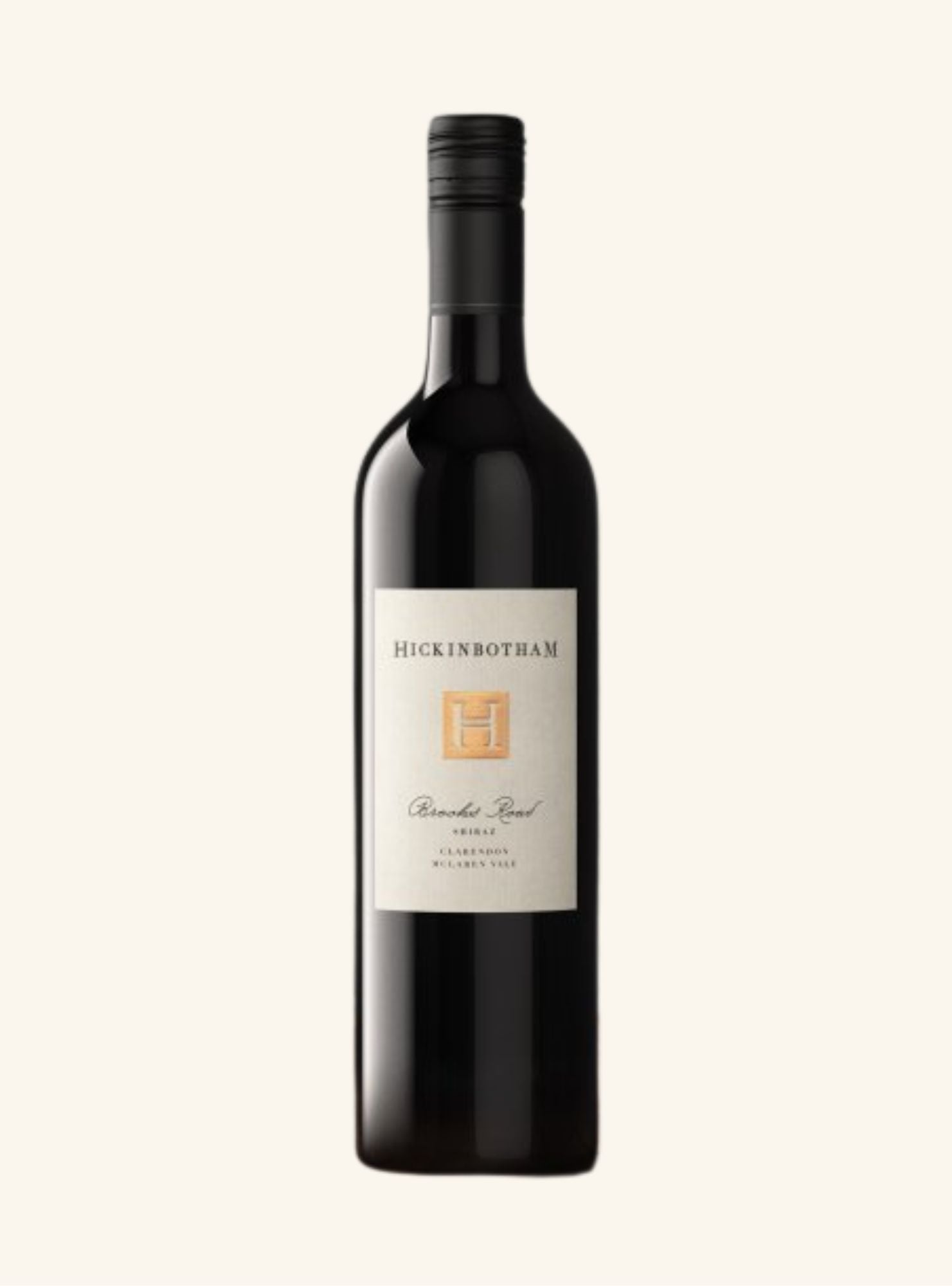 A bottle of Hickinbothal Pinot Noir red wine, featuring a dark glass bottle with a cream-colored label and a black screw cap, centered against a solid off-white background.