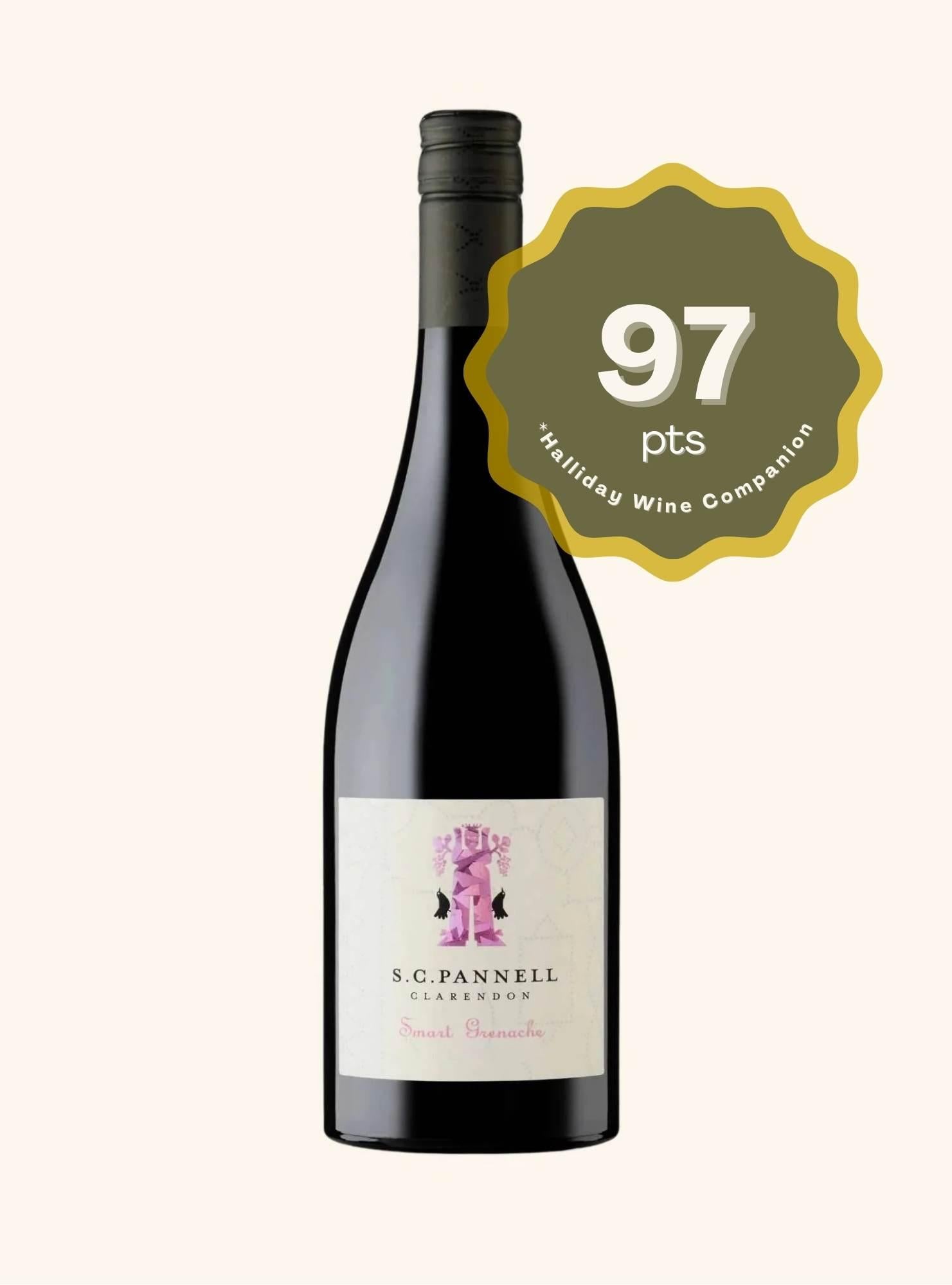 Wine bottle with a gold rating label on a white background