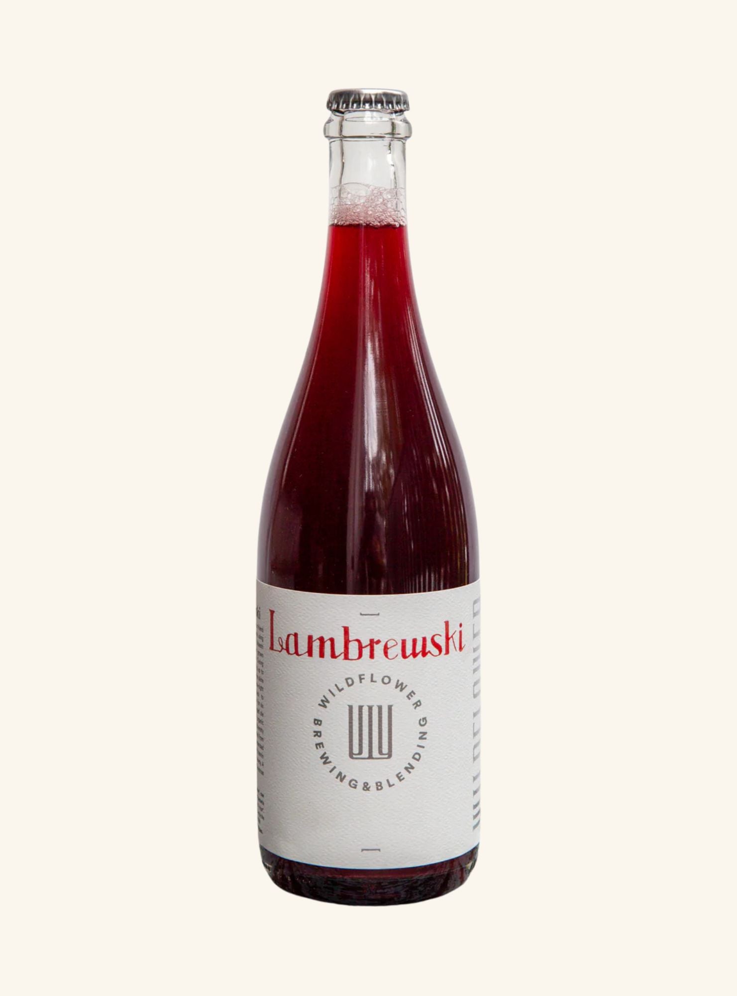 Bottle of Lambrewski on a white background