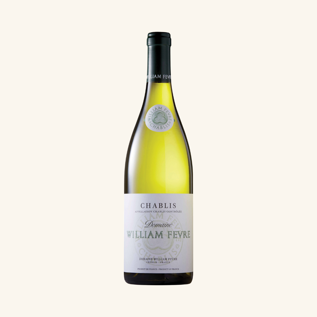 Wine bottle with 'William Feyre' label on a white background