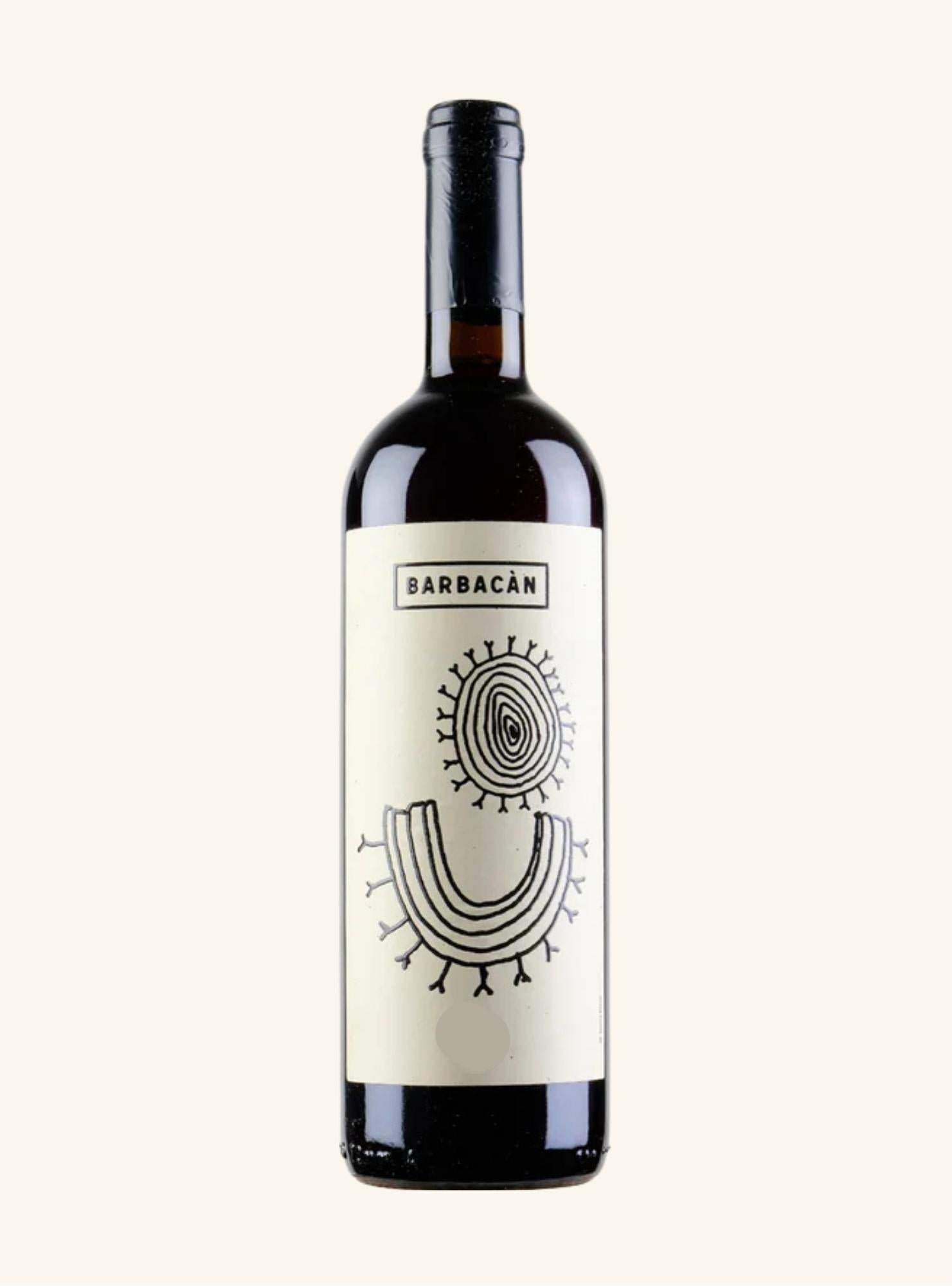 bottle of Barbacan Rosso with a decorative label on a white background