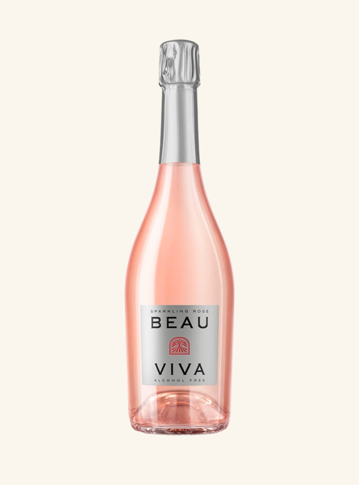 Bottle of Beau Viva by Aix sparkling rose wine on a white background