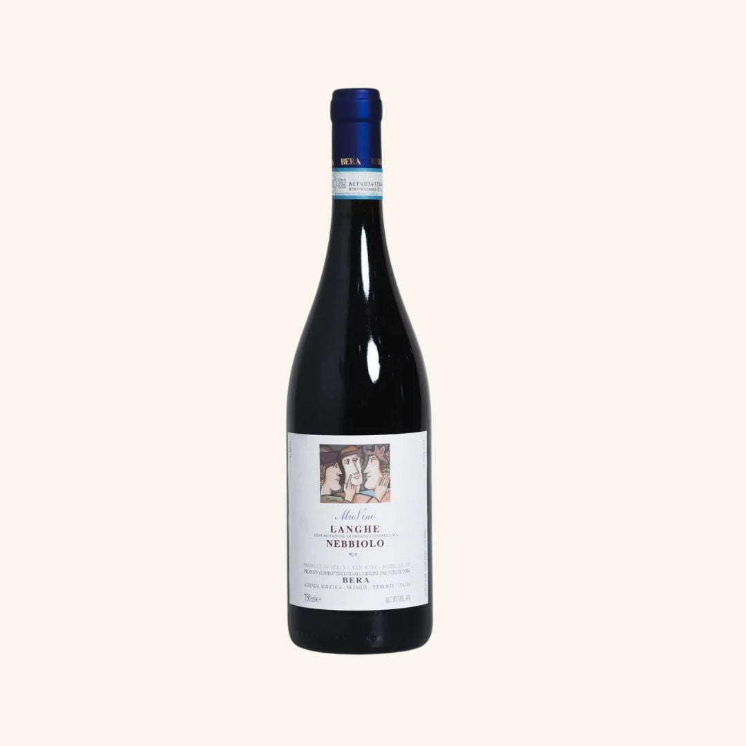 Wine bottle with label on a white background