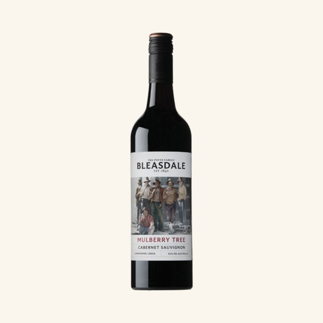 Bleasdale Mulberry Tree Cabernet Sauvignon wine bottle on a white background