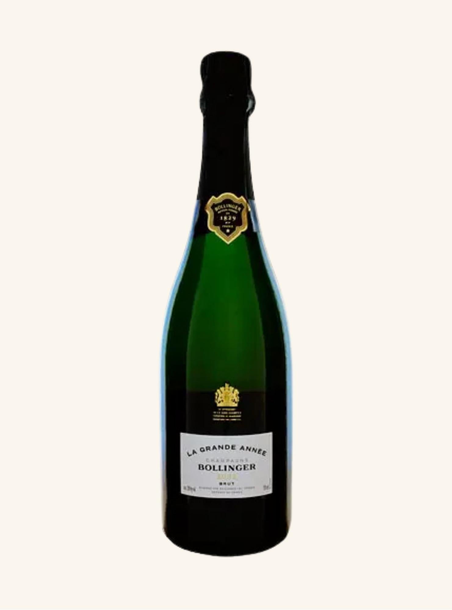 Bollinger champagne bottle on a white background