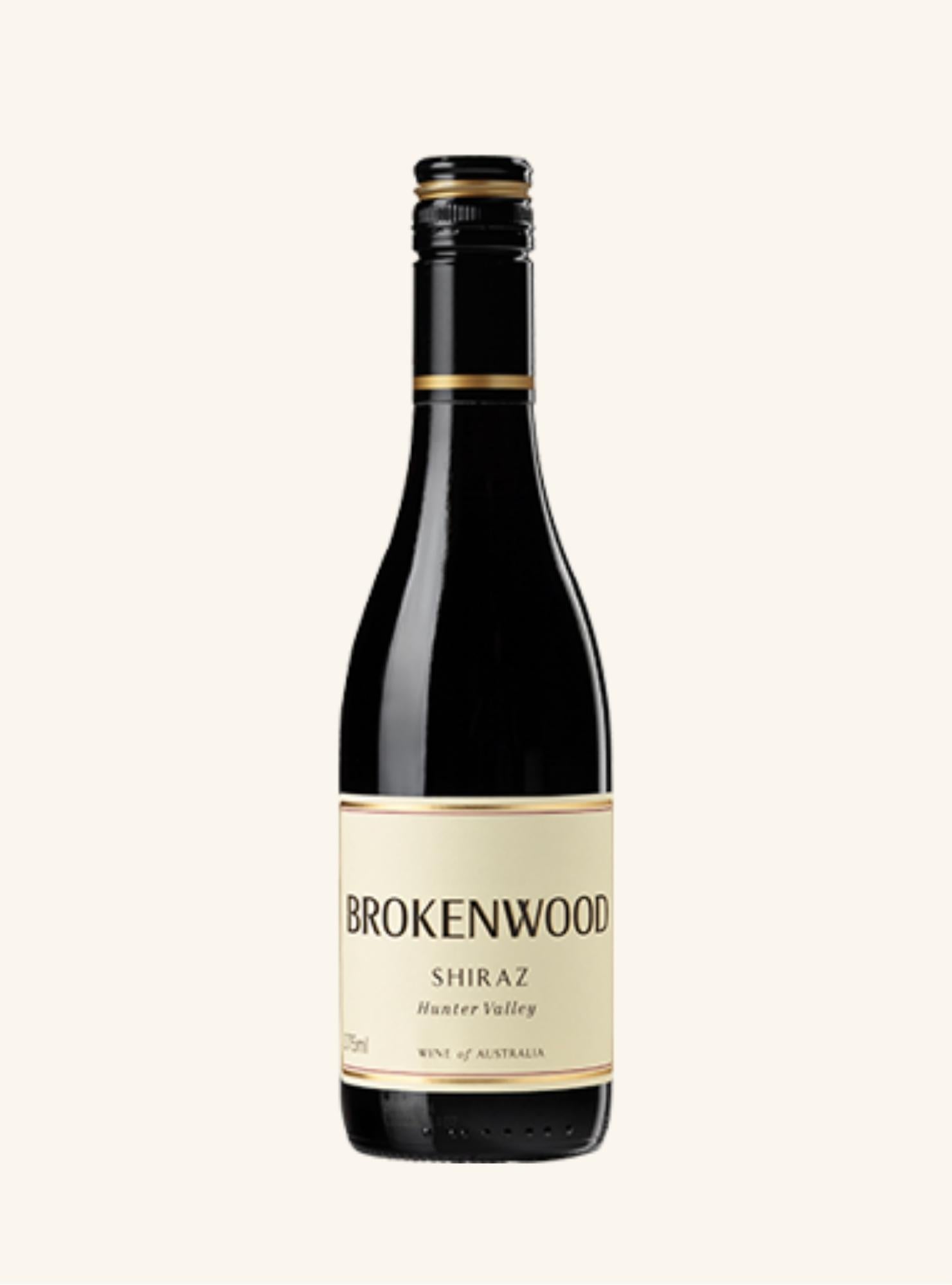 Brokenwood Shiraz 375ml wine bottle on a white background