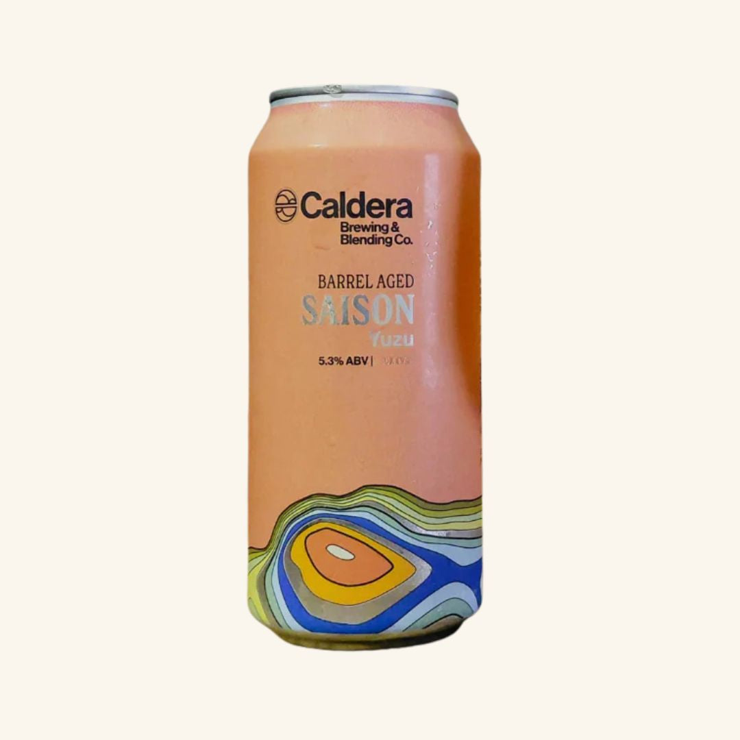 Can of Caldera Brewing & Blending Co. Barrel Aged Saison on a white background