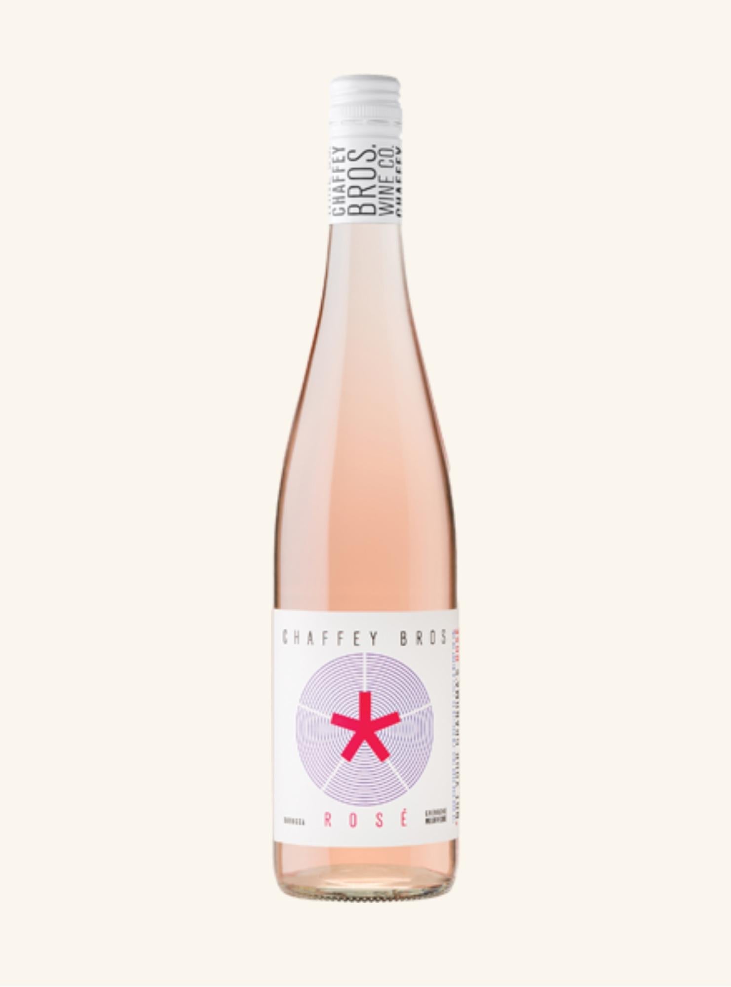 Bottle of Chaffey Brothers Rosé wine on a white background
