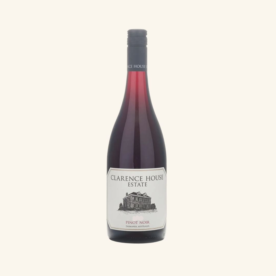 Bottle of Clarence House Estate Pinot Noir on a white background