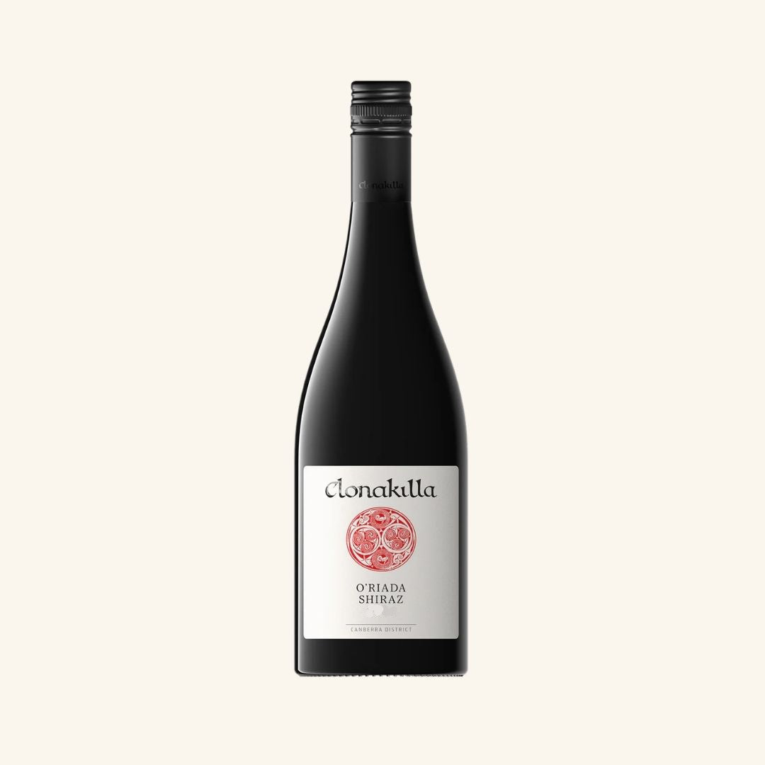 Clonakilla O'Riada Shiraz wine bottle on a white background