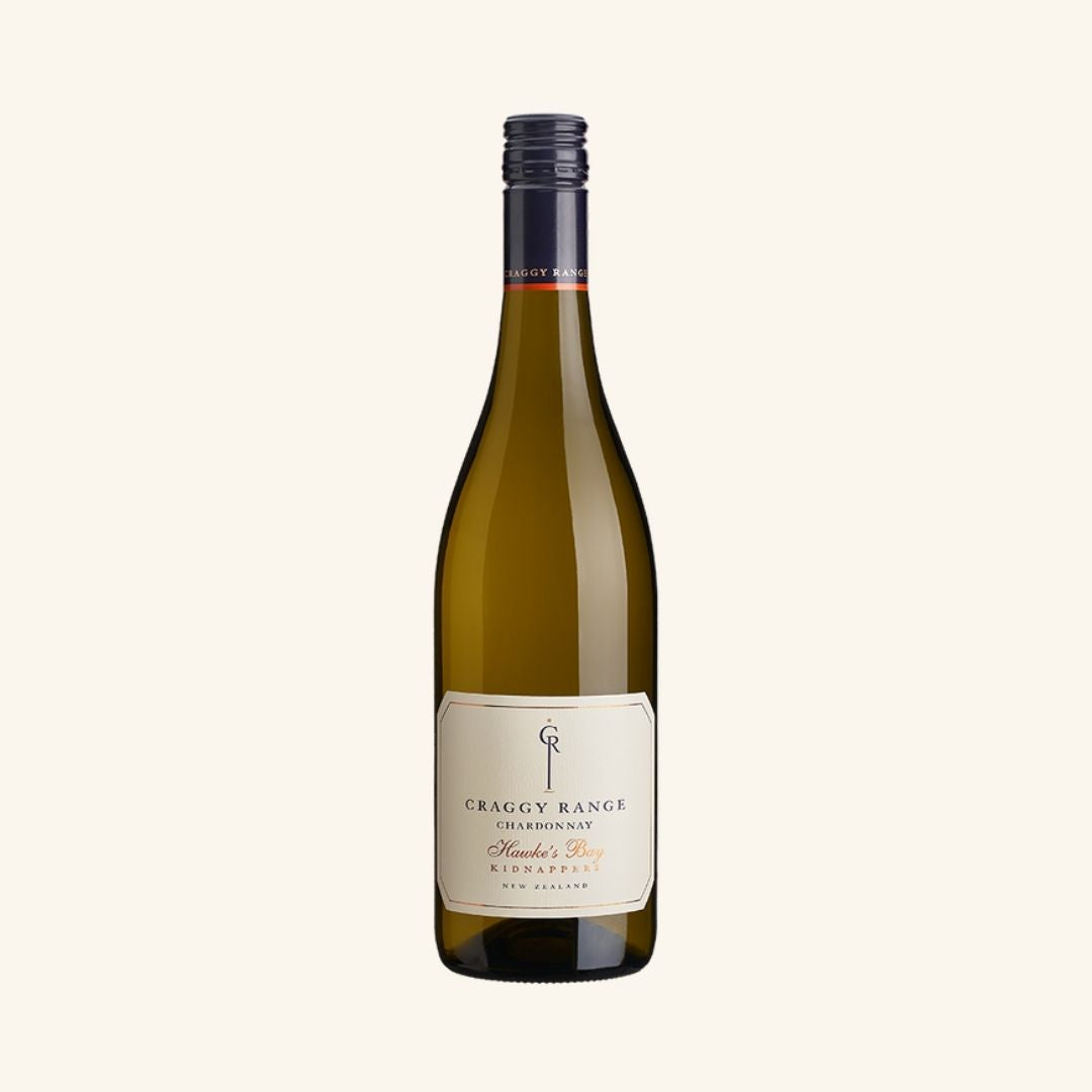 Bottle of Craggy Range Kidnappers Chardonnay on a white background