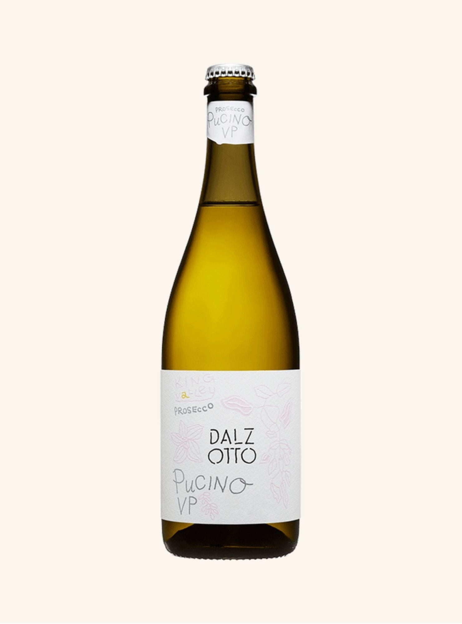 Bottle of Dalz Otto Pucino VP wine on a white background