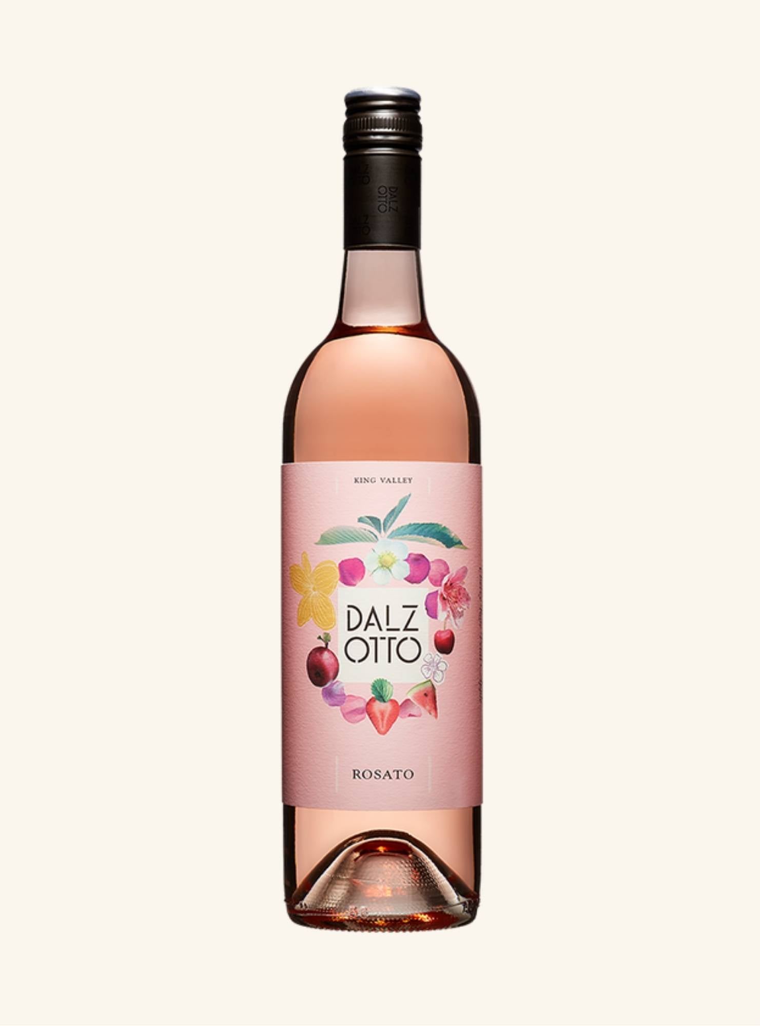 Bottle of Dalz Otto Rosato wine on a white background