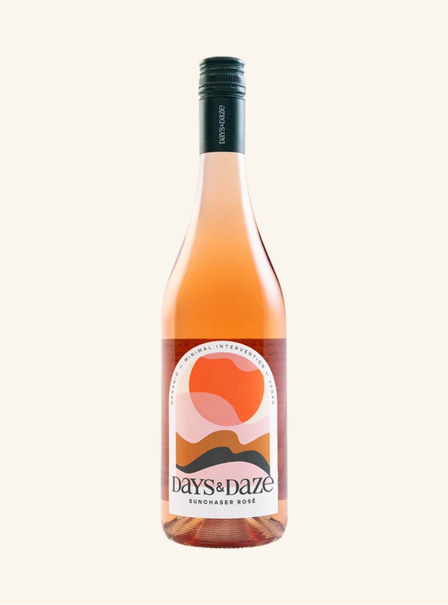 Bottle of Days Daze Rosé wine on a white background
