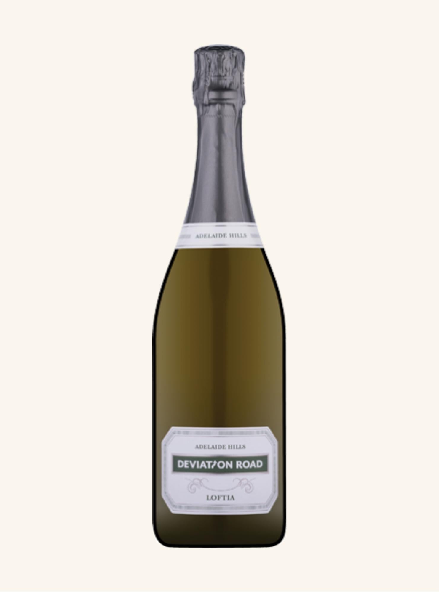 Bottle of Deviation Road Loftia sparkling wine on a white background