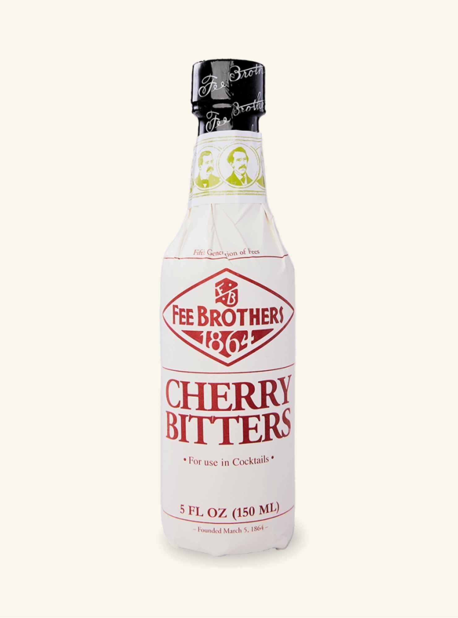 Bottle of Fee Brother's Cherry Bitters on a white background