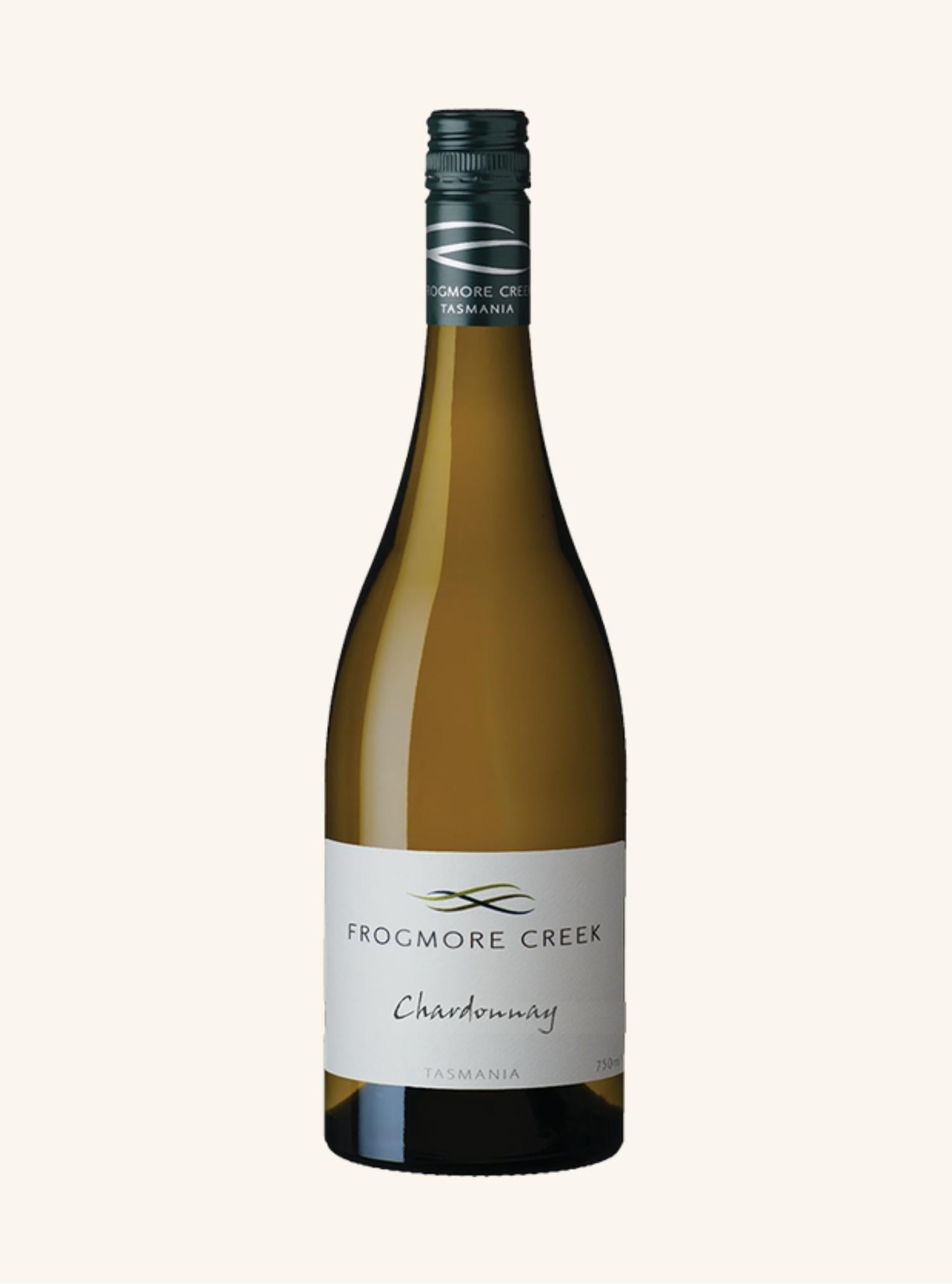 Frogmore Creek Chardonnay wine bottle on a white background