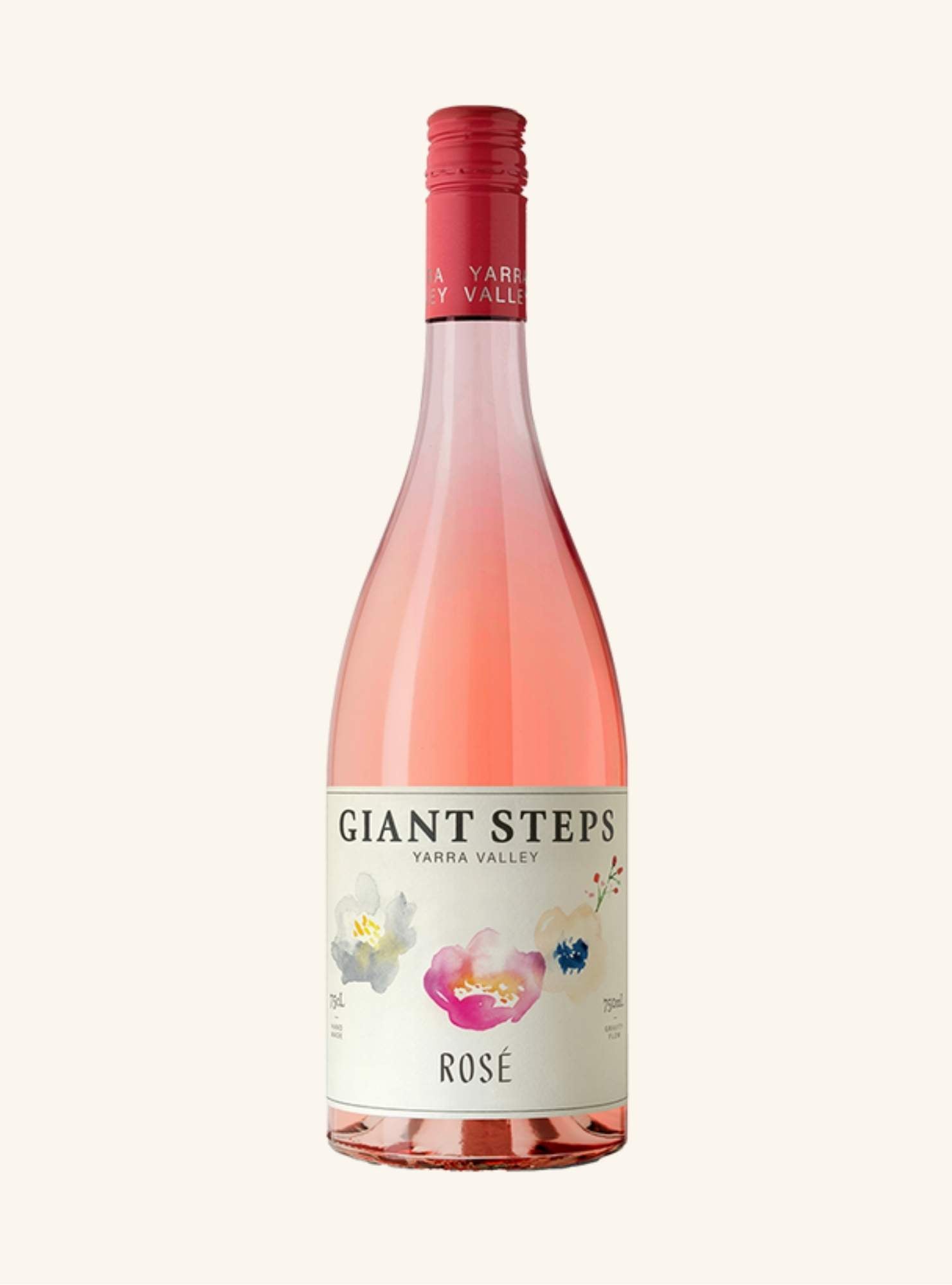 Bottle of Giant Steps Rosé wine on a white background