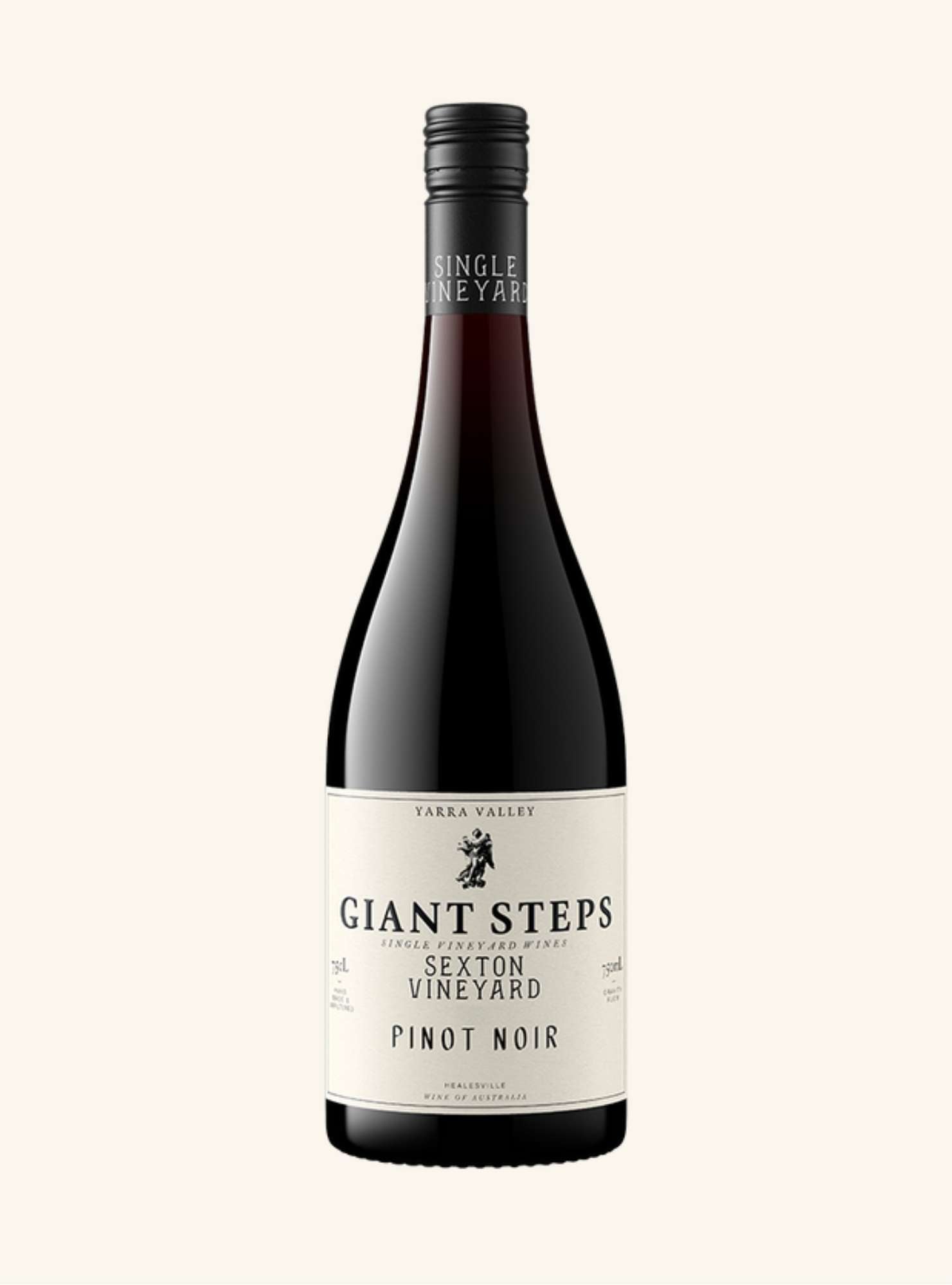 Wine bottle labeled 'Giant Steps Sexton Vineyard Pinot Noir' on a white background