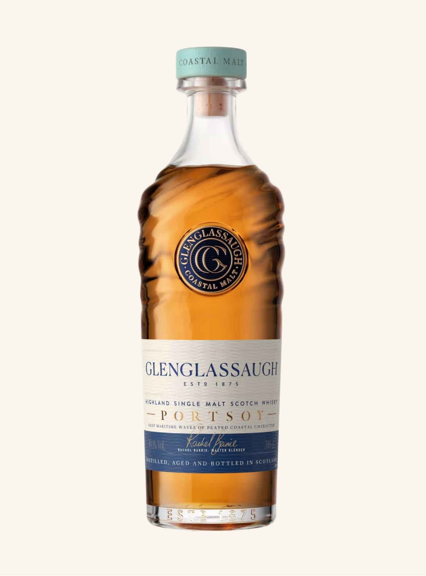 Bottle of Glenglassaugh Portsoy whisky on a white background