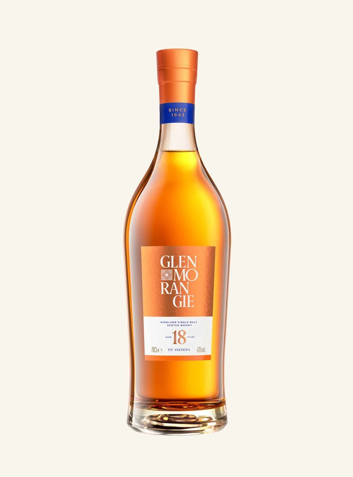 Glenmorangie 18 year old whisky bottle on a white background