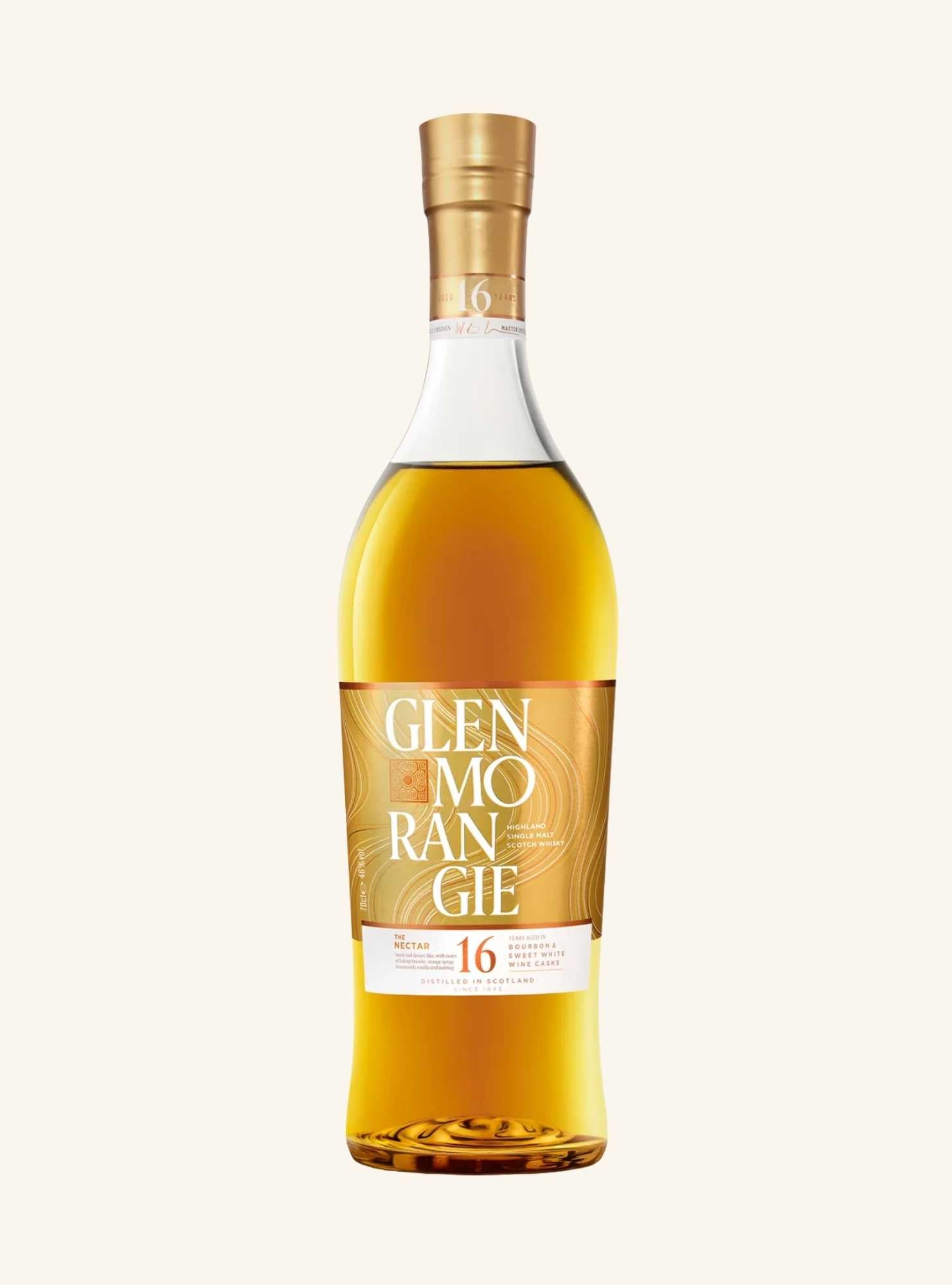 Glenmorangie 16 year old the nectar whisky bottle on a white background