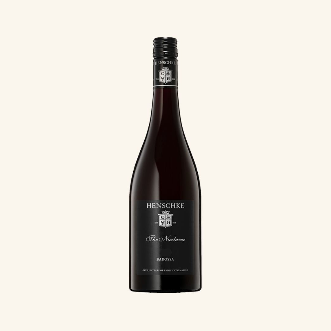 Henschke wine bottle branded the nurturer on a white background