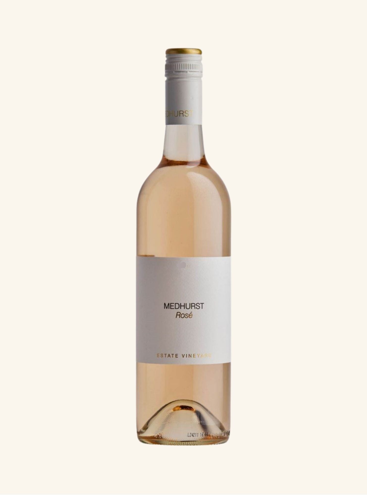 Wine bottle labeled 'Medhurst Rosé' on a white background