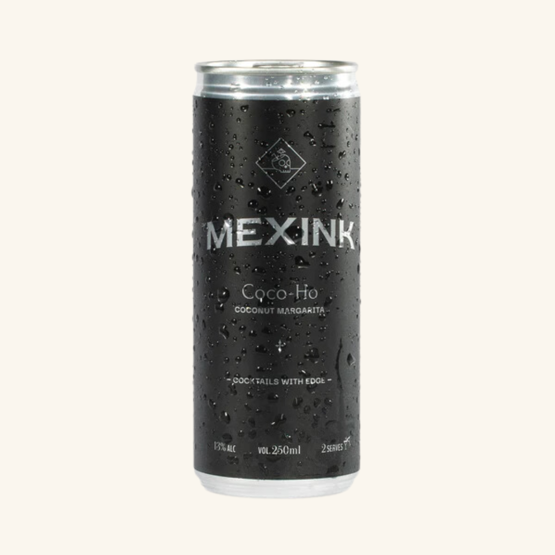 A can of Mexink Coco-Ho Coconut Margarita, showing the product name and volume, 250ml.