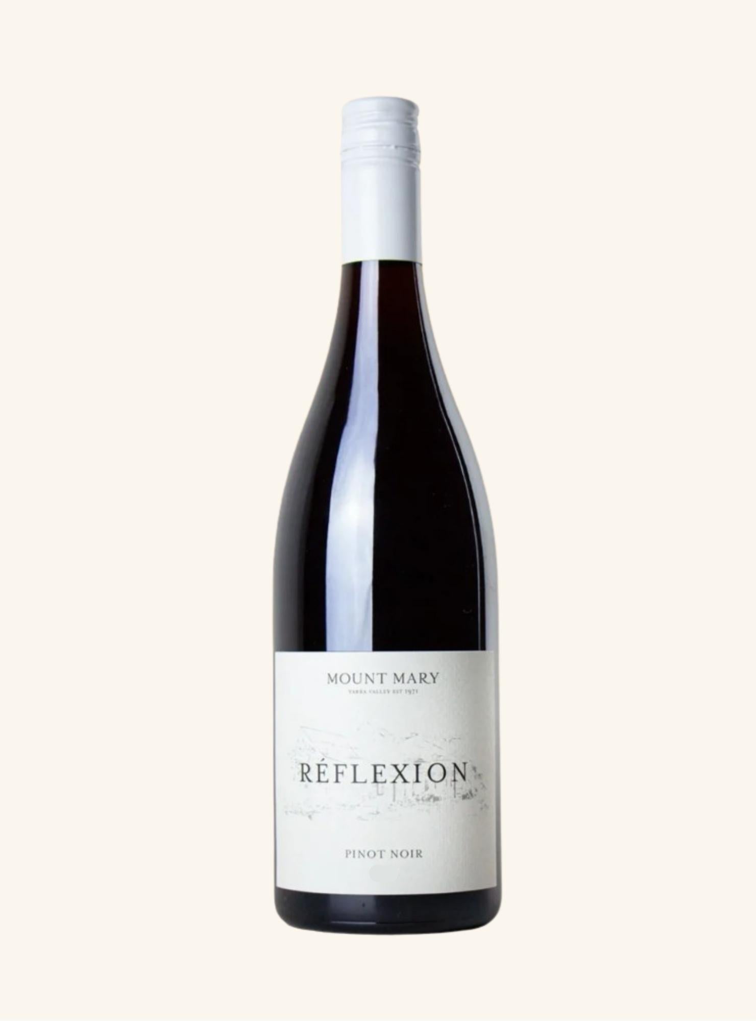 Wine bottle labeled 'mount mary Réflexion pinot noir' on a white background