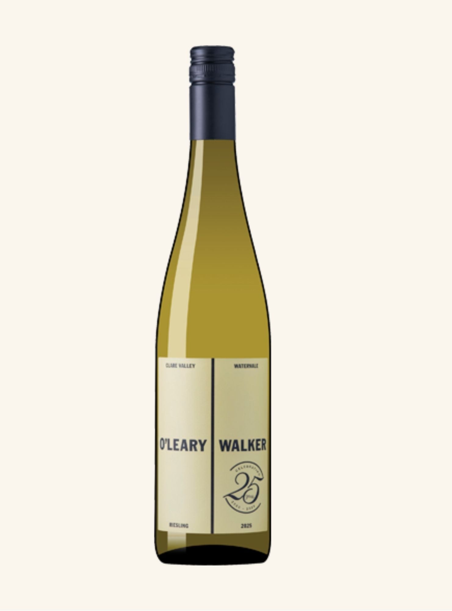 Wine bottle labeled 'O'Leary Walker watervale riesling' on a white background