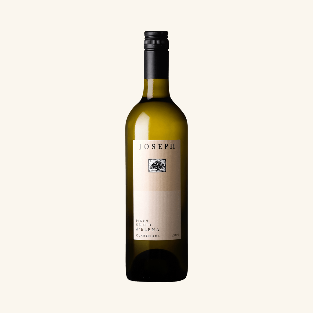 Bottle of Primo Estate Joseph d'Elena Pinot Grigio wine with label visible showing the brand and variety.