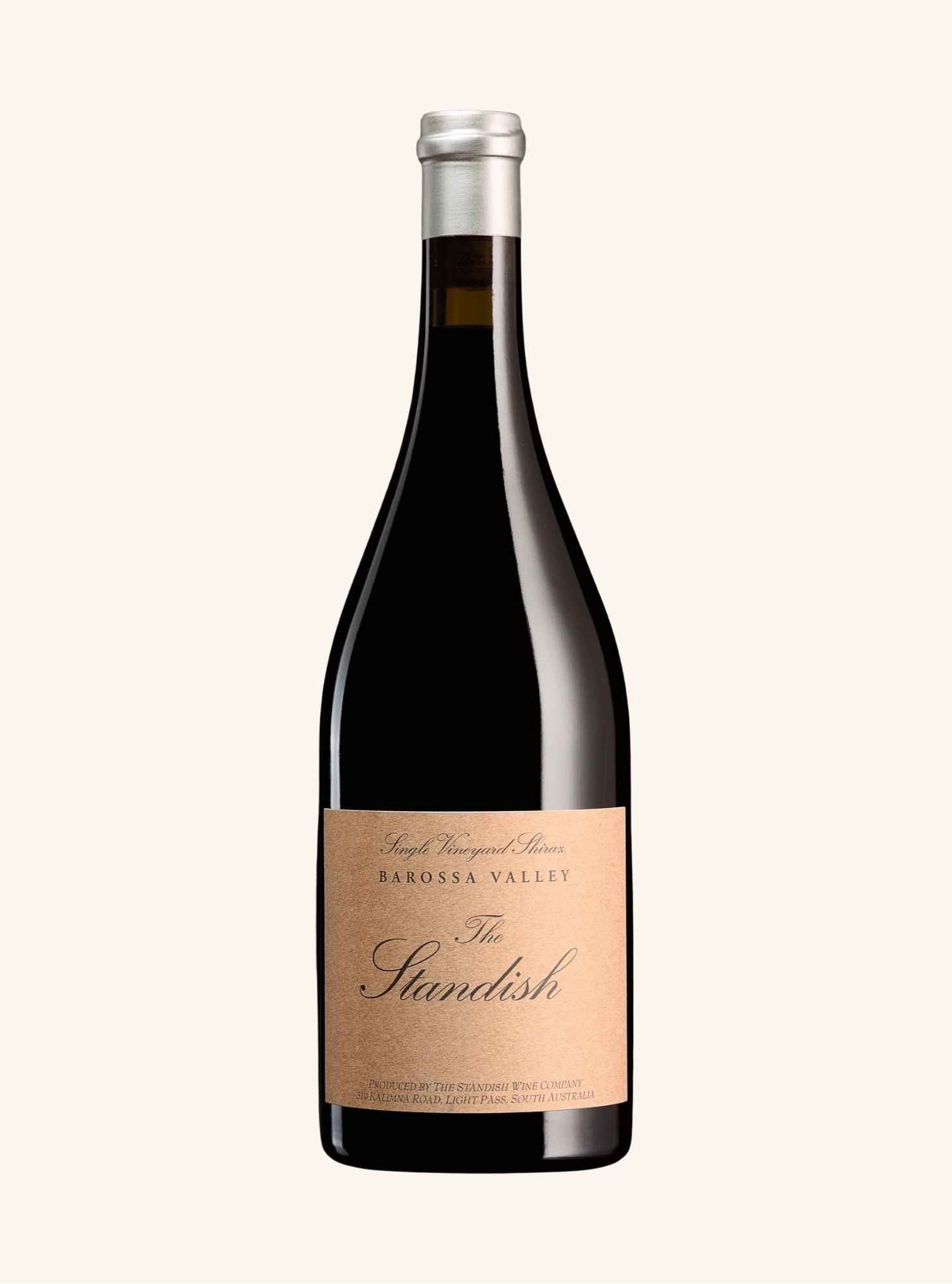 Wine bottle with 'The Standish' label on a white background