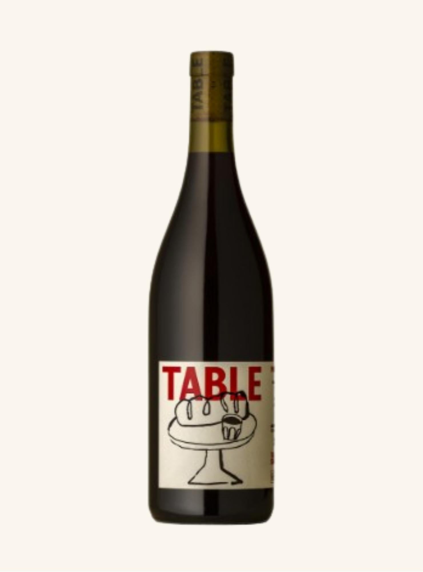 Wine bottle with a label featuring the word 'TABLE' on a white background