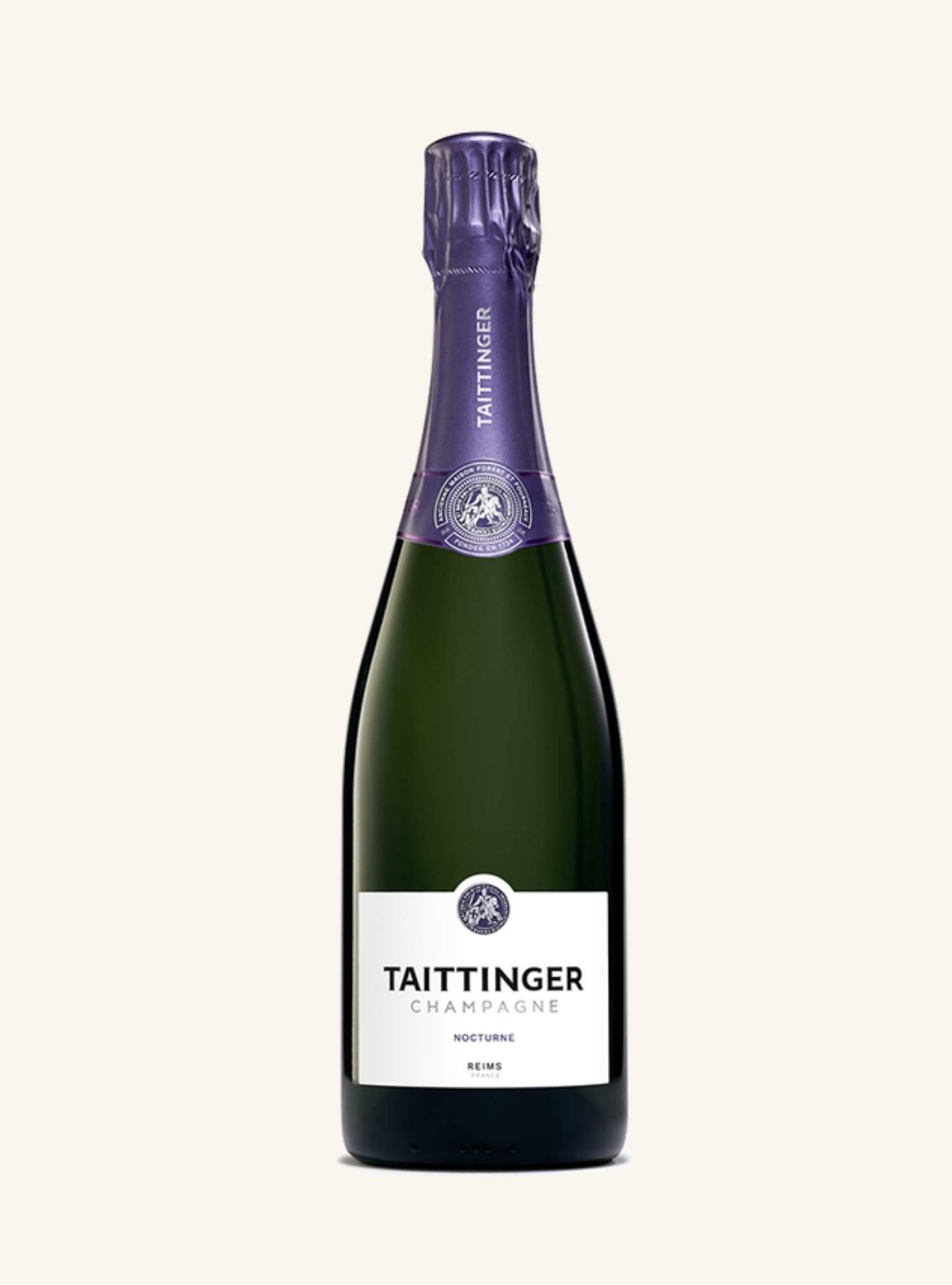 Taittinger champagne Nocturne bottle on a white background