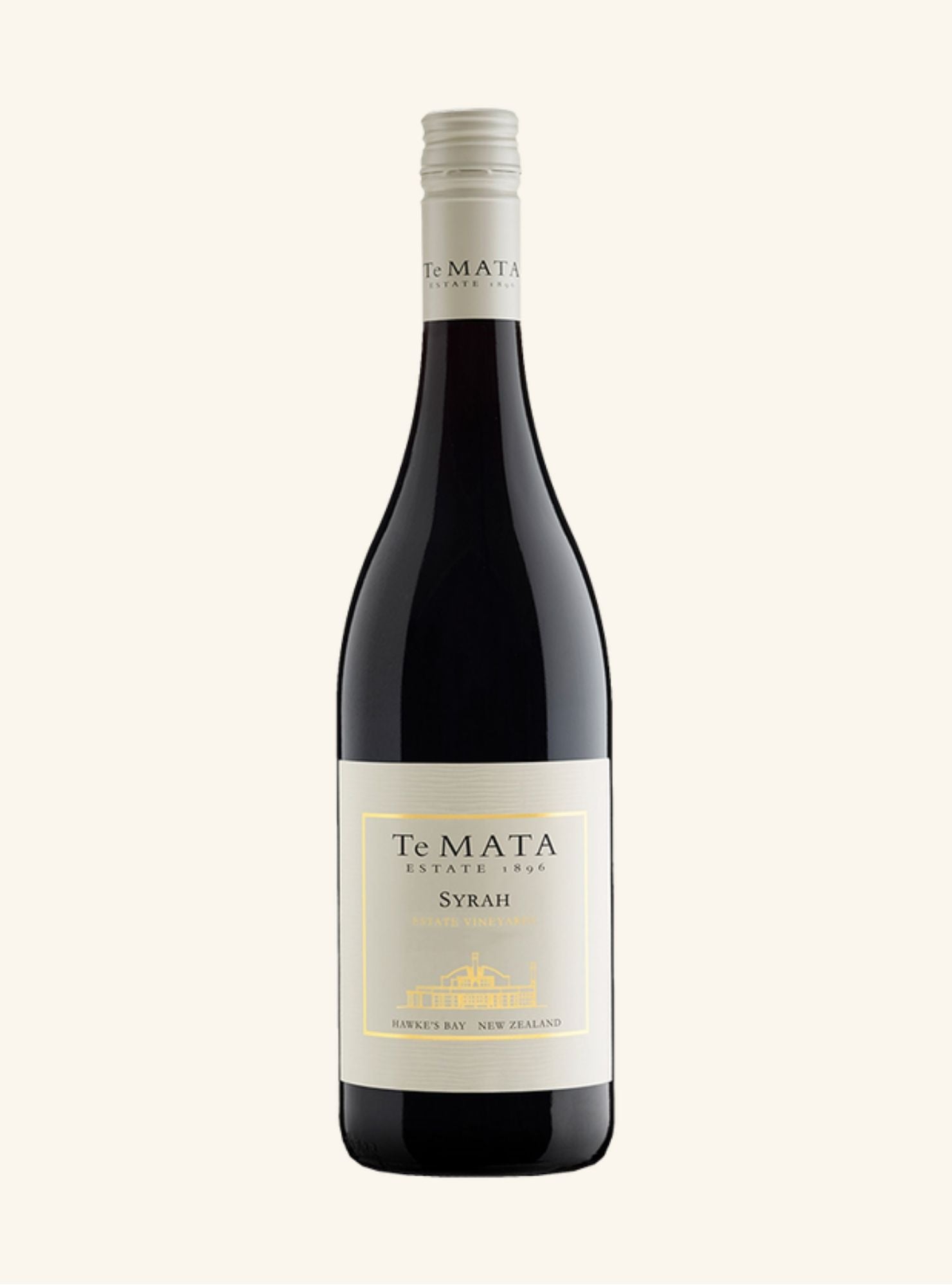 Te Mata Syrah wine bottle on a white background
