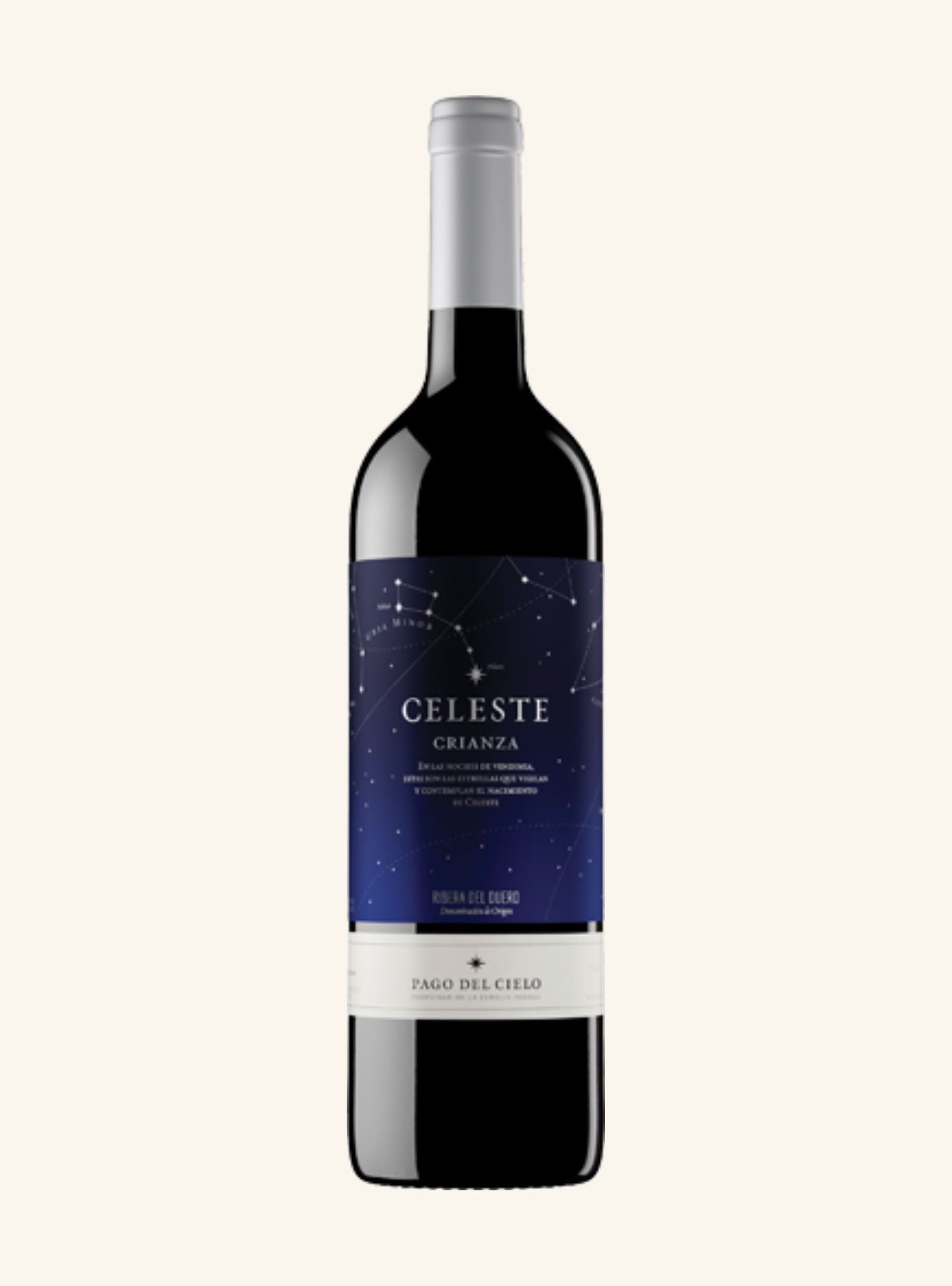 Wine bottle labeled 'Celeste crianza' on a white background