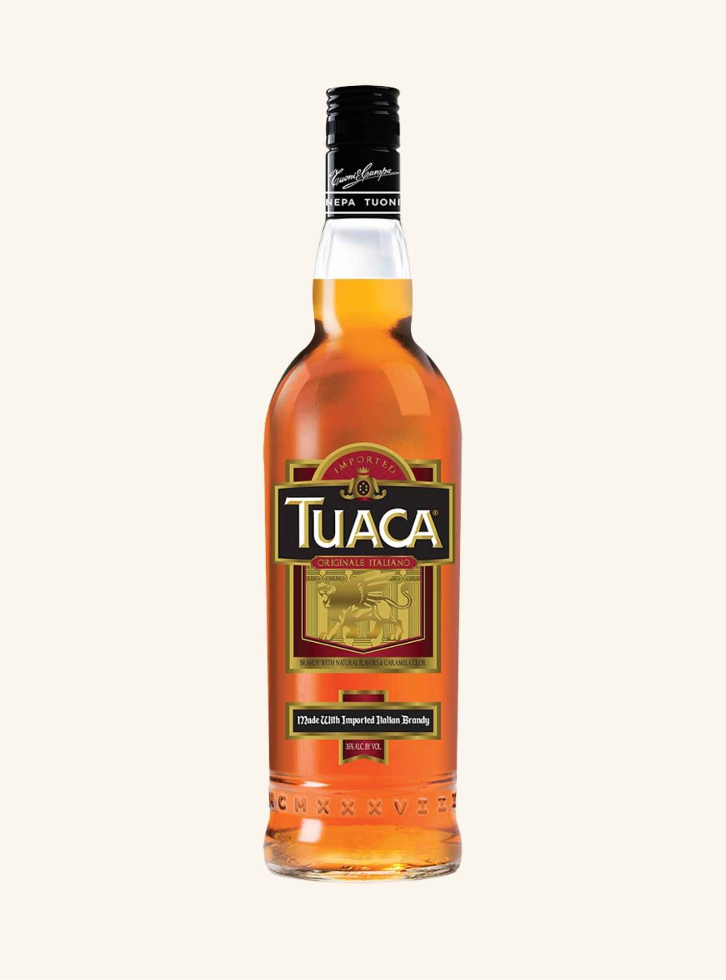 Bottle of Tuaca on a white background