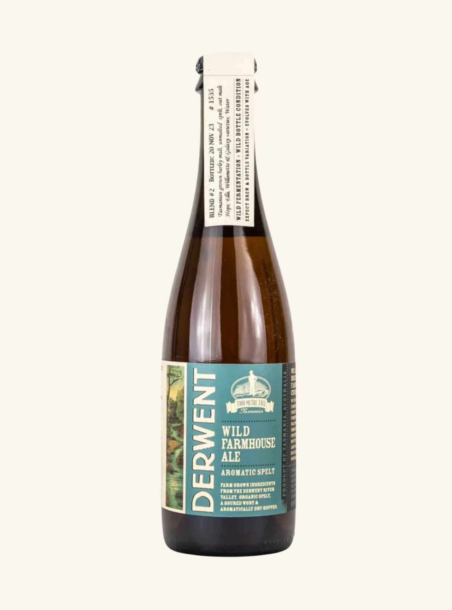 Bottle of Derwent Wild Farmhouse Ale on a white background