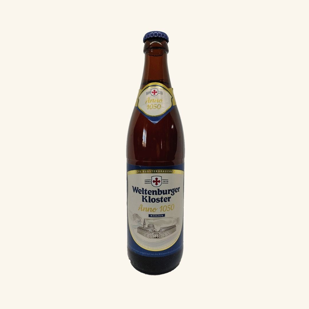 Weltenburger Kloster beer bottle on a white background