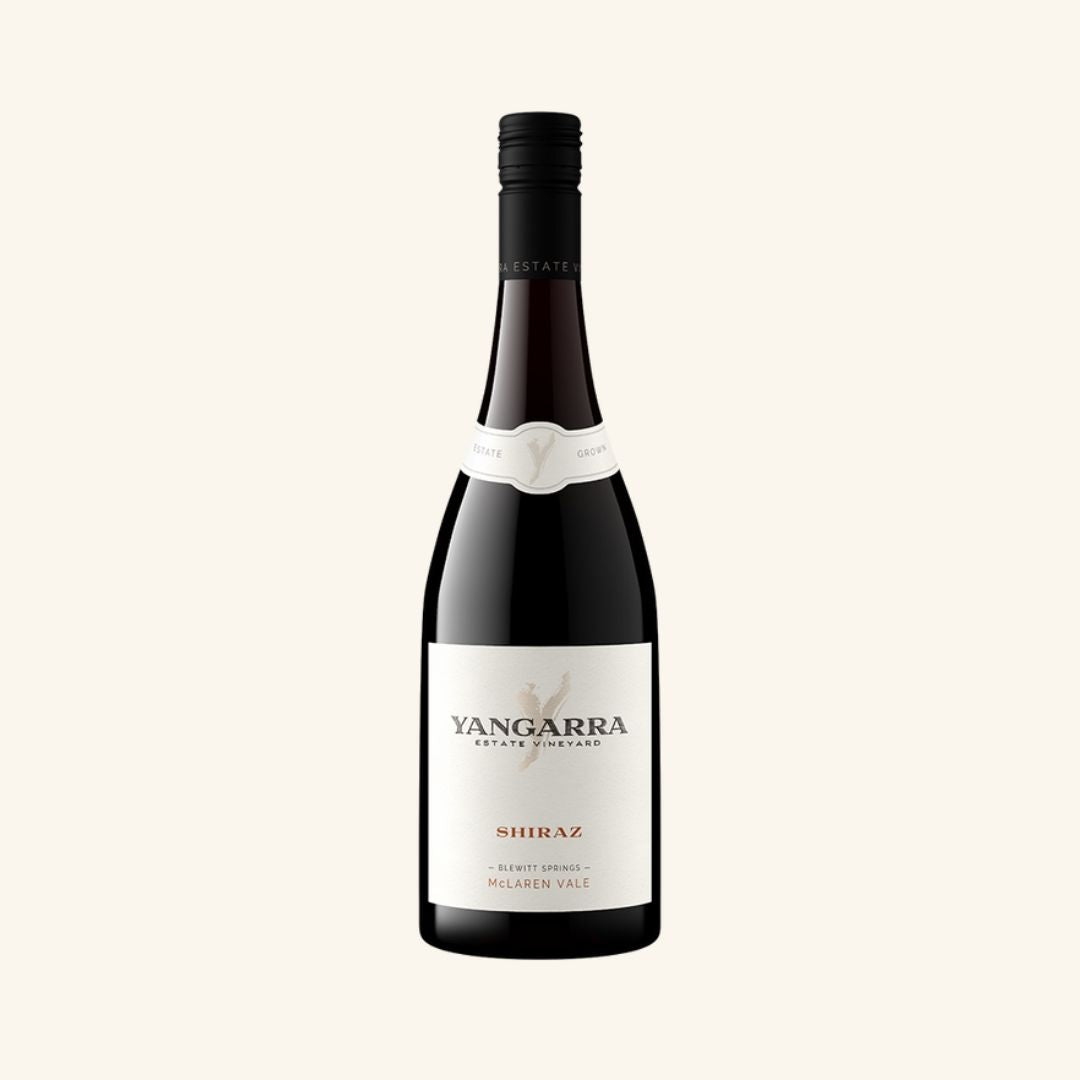 Wine bottle with 'Yangarra Shiraz' label on a white background