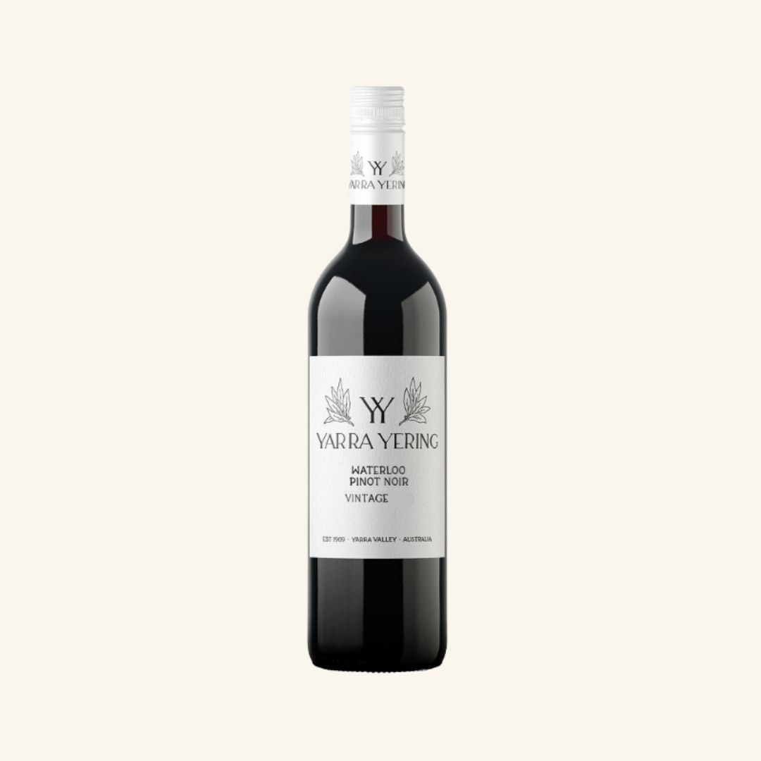 Yarra Yering waterloo pinot noir wine bottle on a white background